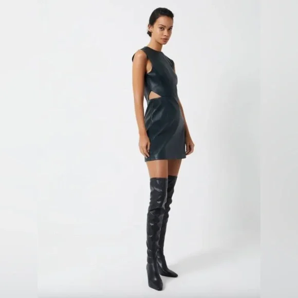 chinese dress ladies FRENCH CONNECTION DESSA FAUX LEATHER DRESS – Effie's Inc main image 0